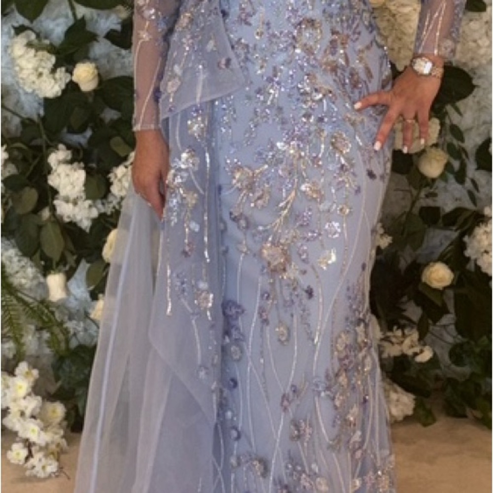 LARA Blue Sequin Off the Shoulder Gown